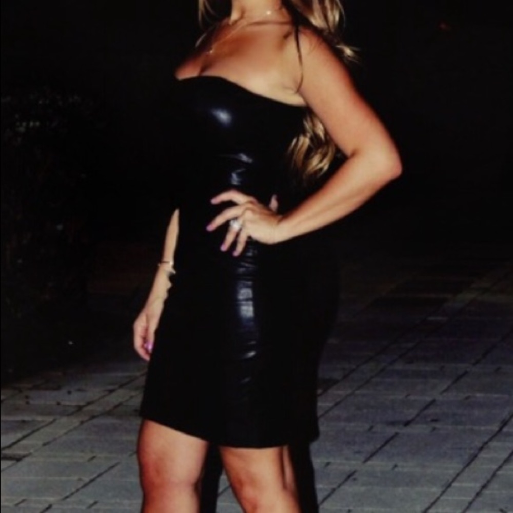 Black faux leather mini